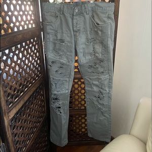 Men’s Ripped Jeans, Grey Sz 36